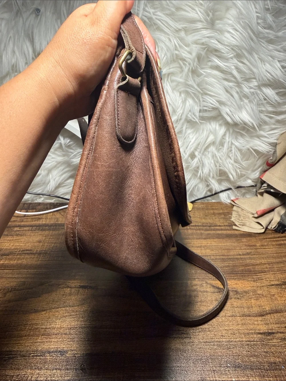 Coach Brown Leather Messenger Bag with Turn-Lock Closure Vintage